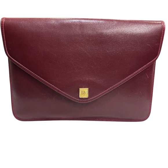 Vintage Christian Dior Clutch- Leather Burgundy - Picture 1 of 7